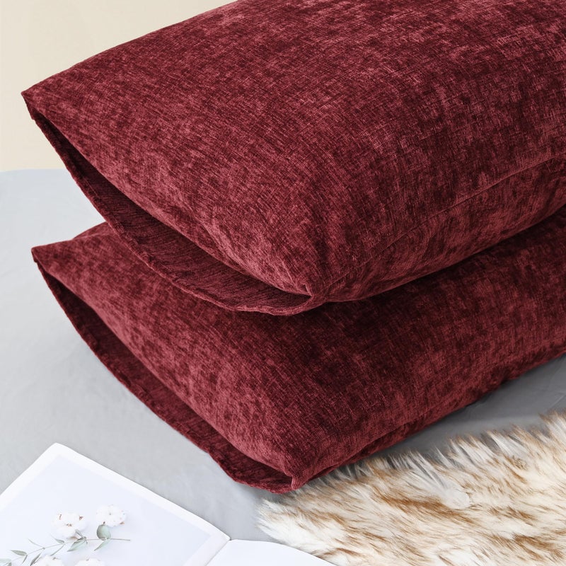 CaliTime Throw Pillow Covers Decorative 20 X 26 Inches Pack of 2 Cozy Chenille Standard Pillow Shams Cases for Couch Sofa Bed Living Room Home Burgundy - Image 4